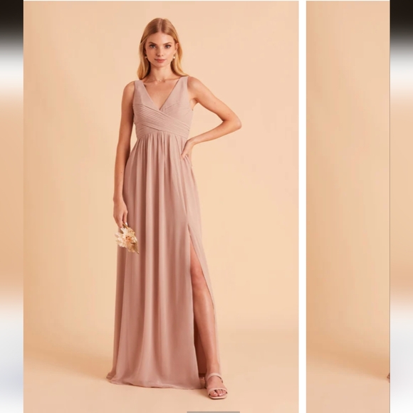 Birdy Grey Laurie Empire Dress Chiffon Taupe- L - Picture 5 of 9